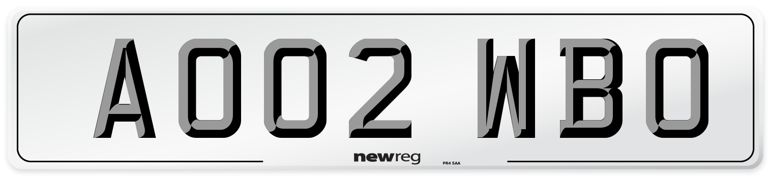 AO02 WBO Number Plate from New Reg